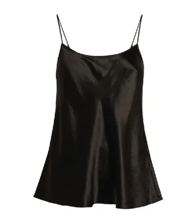 Satin Scoop-neck Cami In Black