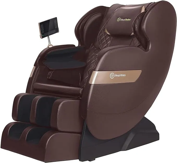 Real Relax 2024 Massage Chair of Dual-Core S Track, Full Body Massage Recliner of Zero Gravity with App Control, Brown