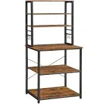 Baker's Rack with Shelves & Hooks | VASAGLE Rustic Brown and Black