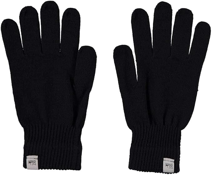 Minus33 Merino Wool, guantes de lana, con revestimiento, negros