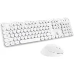 Wireless Keyboard Mouse Combo, 104 Keys Cute White Keyboard with Number Pad & Mouse for Windows, Computer, PC, Notebook, Laptop (White)