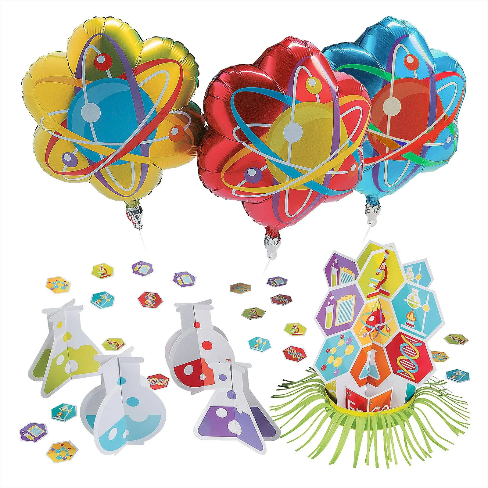 Science Party Table 25 Piece Decoration Kit and Mylar Balloons Set