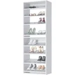 Modular Closets Built-In Closet Tower with Slanted Shoe Shelves - 25.5", White