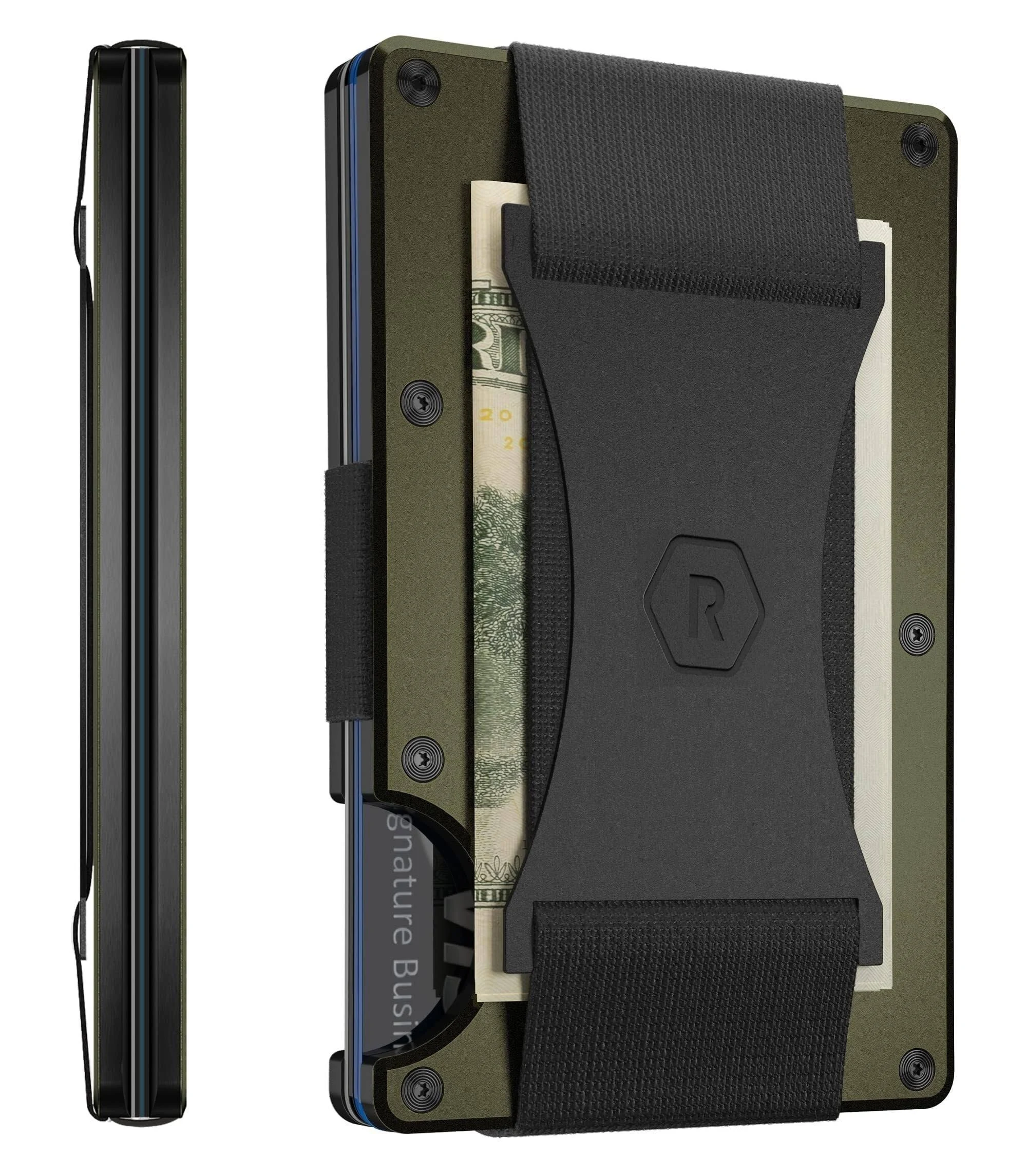 Ridge Aluminum Cash Strap Wallet Matte Olive