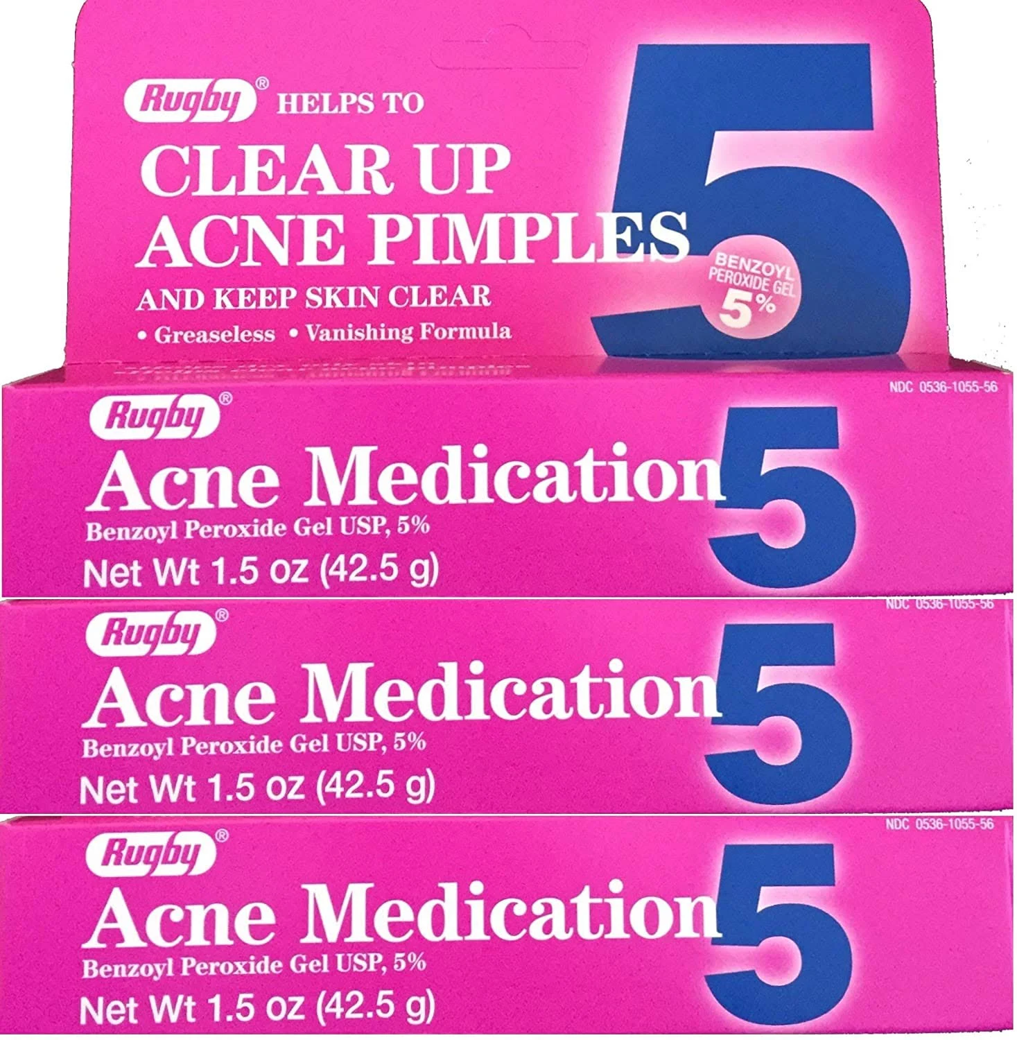 Benzoyl Peroxide 5 % Generic for Oxy Balance Acne Medication Gel 1.5 oz 3 Pack