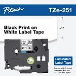 Brother TZe251 Black On White Tape