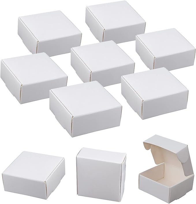 Sdootjewelry Small Gift Boxes 100 Pack, Kraft Gift Boxes Bulk 2.16’’ × 2.16’’ × 0.98’’, Small Cardboard Boxes for Jewelry Packaging, White