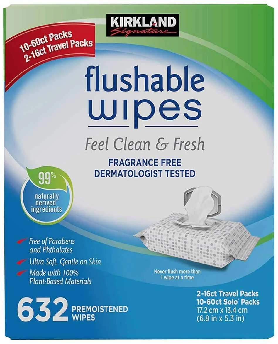 Kirkland Signature Moist Flushable Wipes, 632 Wipes