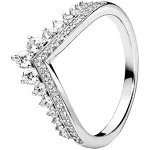 PANDORA Wishbone-Ring Prinzessinnen-Tiara, Sterlingsilber, mit klarem Cubic Zirkonia