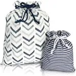 Gather & Knot Drawstring Gift Bags | 20" Large 12" Small | Premium Canvas | Gender Neutral Reusable Fabric Wrap for Mother's Day, Father's Day, Baby