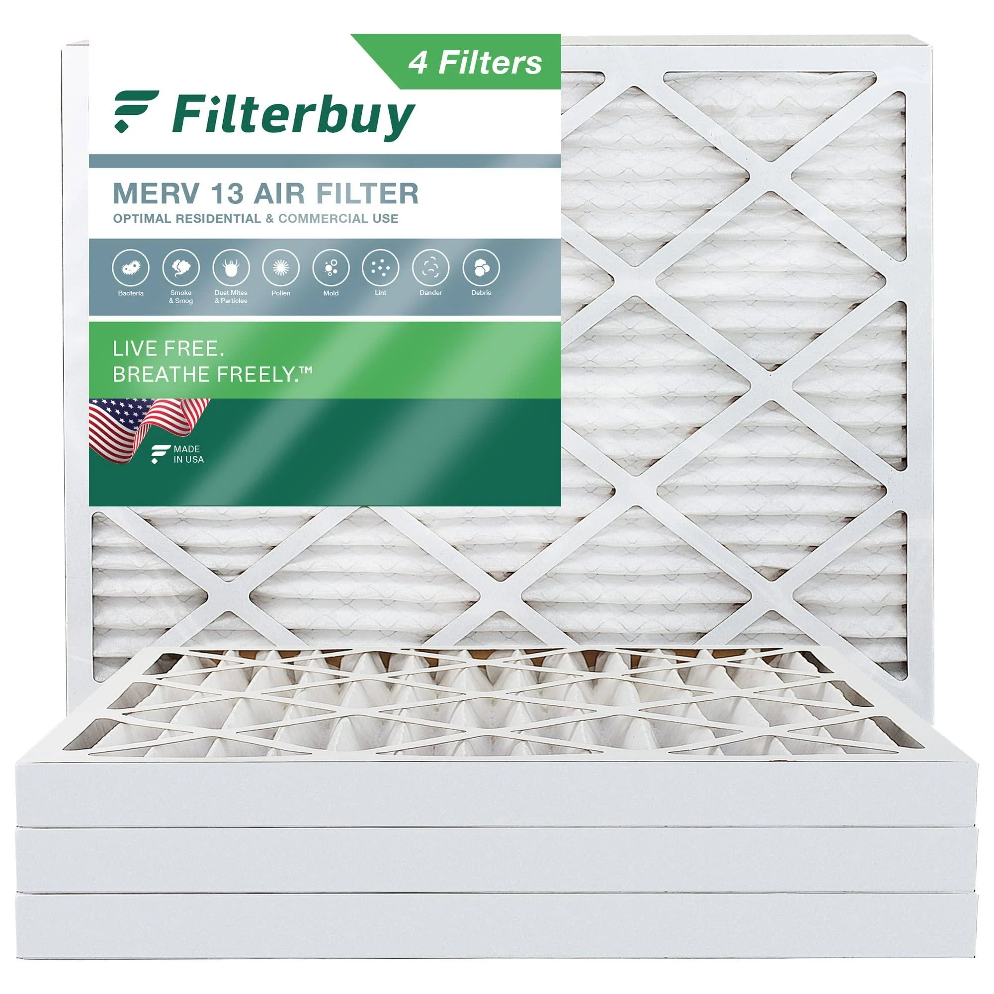 Filterbuy 14x20x2 Air Filter MERV 13, Pleated HVAC AC Furnace Filters Replacement ...