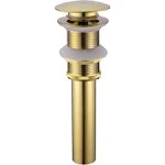 TRUSTMI Brass Pop Up Bathroom Sink Drain Strainer Stopper no Overflow Hole Kitchen Basin Sink Bottle Trap Drainer, Brushed Gold