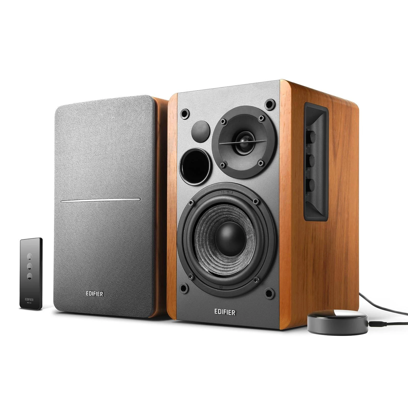 R1280T Powered Bookshelf Speakers with WiiM Mini Wi-Fi Audio Streamer