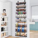 Over The Door Pantry Organizer，6-Tier Over The Door Organizer with Adjustable Basket，Metal Hanging Pantry Organizers and Storage for Kitchen, Back of Door Seasoning Rack (White)