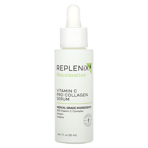 Replenix, Discoloration, Vitamin C Pro Collagen Serum, Fragrance Free, 1 fl oz (30 ml)