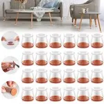 CLEAR Silicone Chair Leg Floor Protectors with Felt, Chair Leg Caps, 30-LG PK