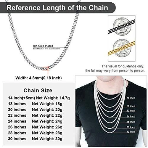 ChainsPro Stainless Chain Necklace for Men 24inch Curb Link Jewelry Boyfriend ...