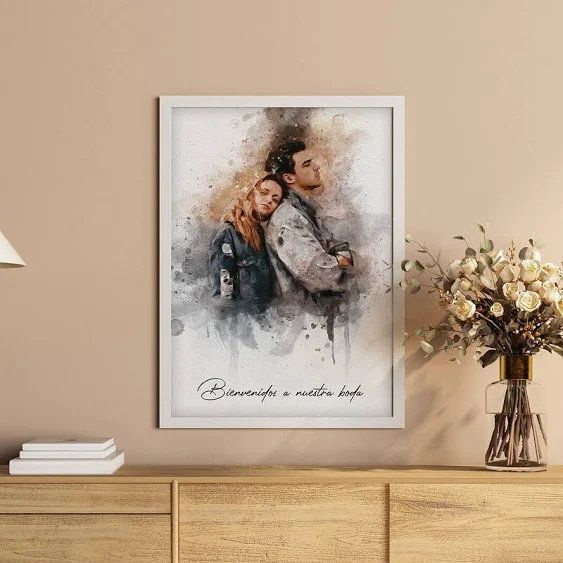 Awesometik Custom Watercolor Portrait From Photo, Custom Couple Portrait on Canvas Family Portrait Gift for her