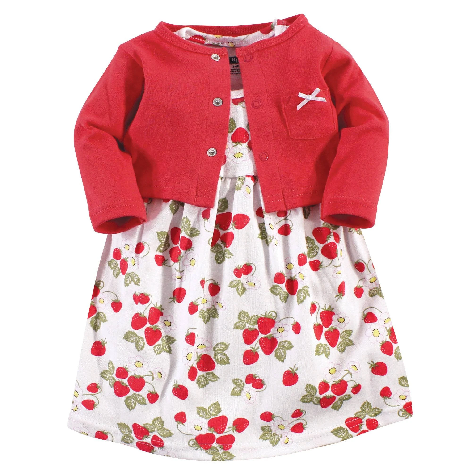 Hudson Baby Cotton Dress and Cardigan Set Strawberries / 0-3 Months