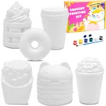 LovesTown Squishy Making Kit, 6 Pcs DIY Squishies Slow Rising Jumbo Food DIY Dessert Toy Paint Your Own Squishies for Birthday Gifts