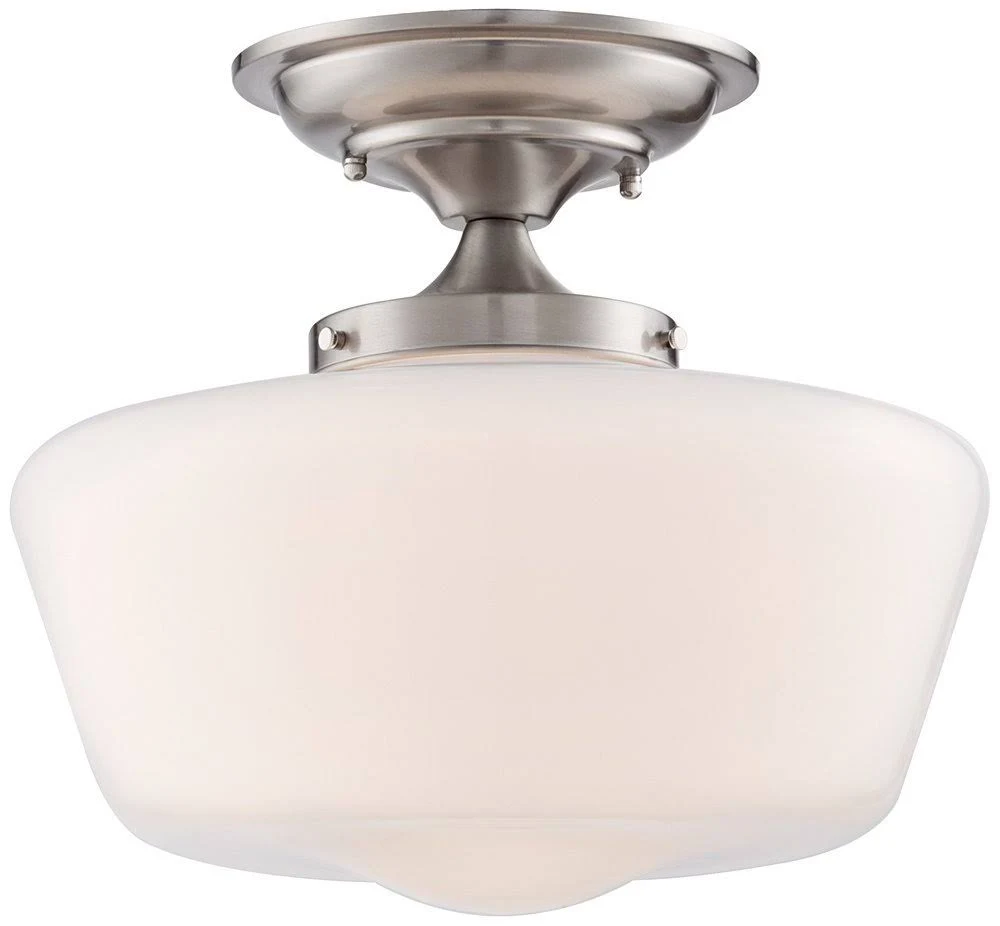 Regency Hill Schoolhouse Floating 12" Wide Nickel Opaque Ceiling Light