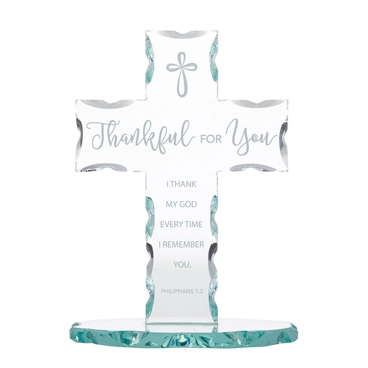 Autom Inspirational Gifts-Laser Engraved Standing Glass Cross, 7.13-Inch, Clear