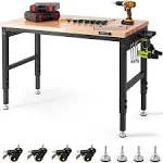 VEVOR Adjustable Workbench, 48 inch L x 24 inch W Garage Worktable with Universal ...