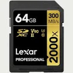 Lexar 128GB Professional 2000x UHS-II SDXC Memory Card