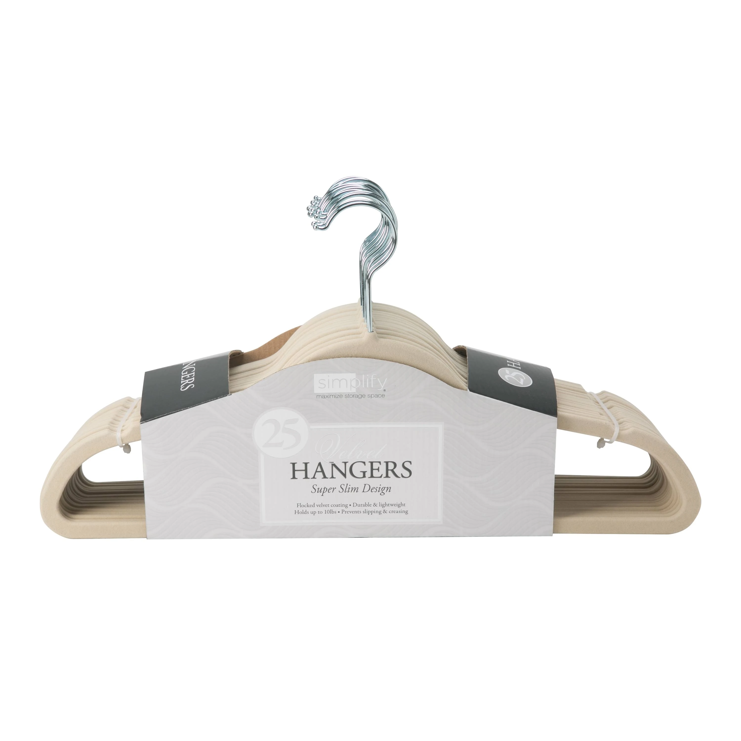 Simplify 25 Pack Slim Velvet Suit Hangers Ivory