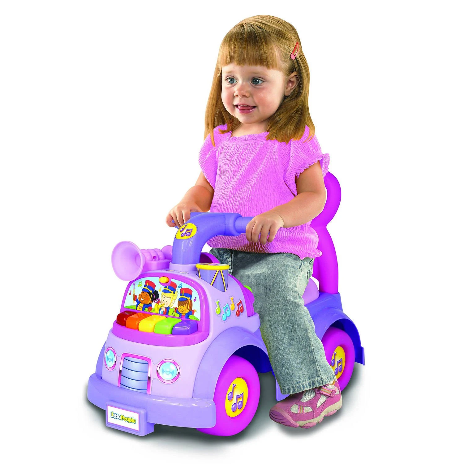 Little People Fisher-Price Music Parade Purple Ride-On, Plays 5 Marching Tunes & Other Sounds! Perfect for Toddler Boys & Girls Ages 1, 2, & 3 Years Old - Helps Foster Motor Skills