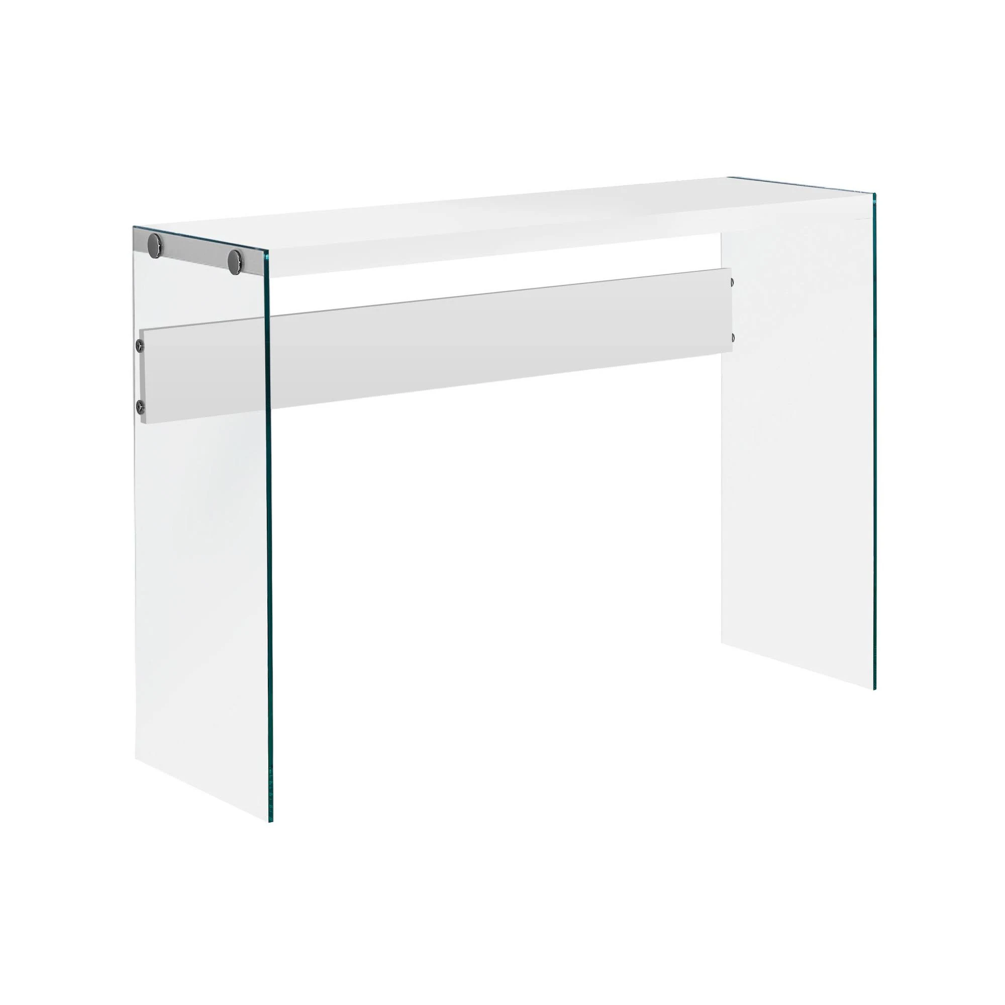 Monarch specialties , Console Sofa Table, Tempered Glass, Glossy White, 44"L