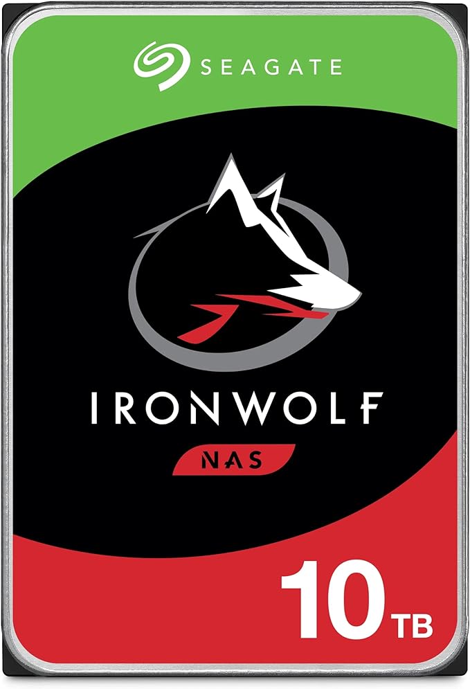 Seagate IronWolf 10TB NAS Internal Hard Drive HDD – CMR 3.5 Inch SATA 6Gb/s 7200 RPM 256MB Cache for RAID Network Attached Storage, Rescue Services (ST10000VN000)