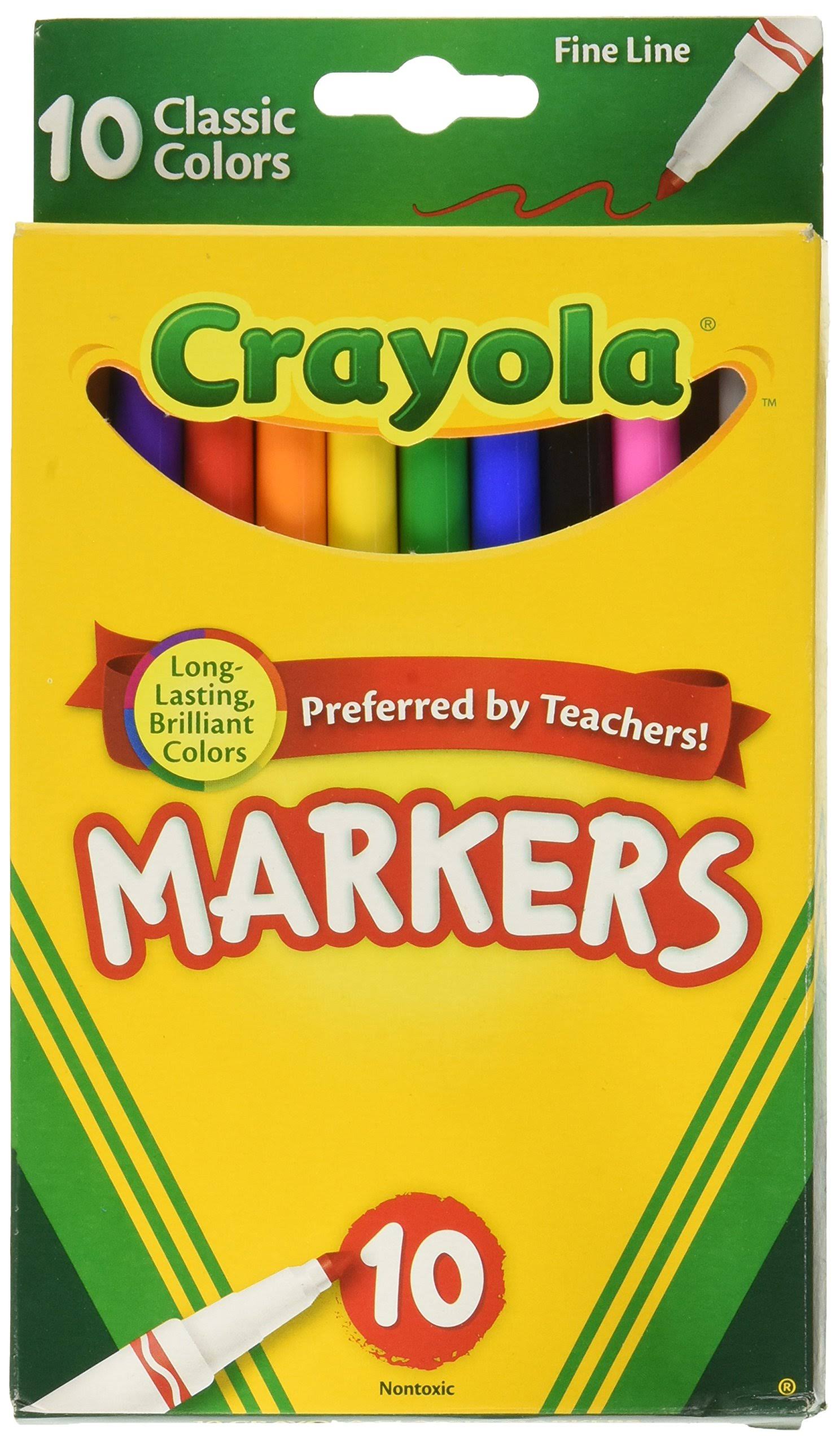 Crayola Fine Line Markers Bulk, 12 Marker Packs with 10 Colors, School Supplies