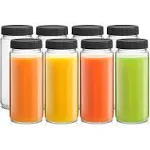 JoyJolt® 16oz. Reusable Glass Juice Bottles with Lids, 8ct.