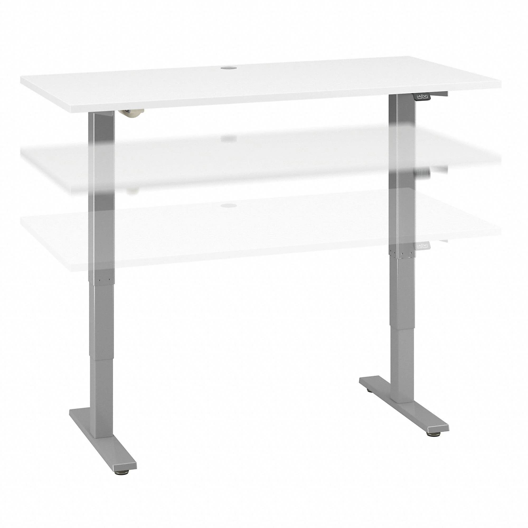 Bush Furniture Cabot 60W x 30D Electric Height Adjustable Standing Desk in Heather Gray