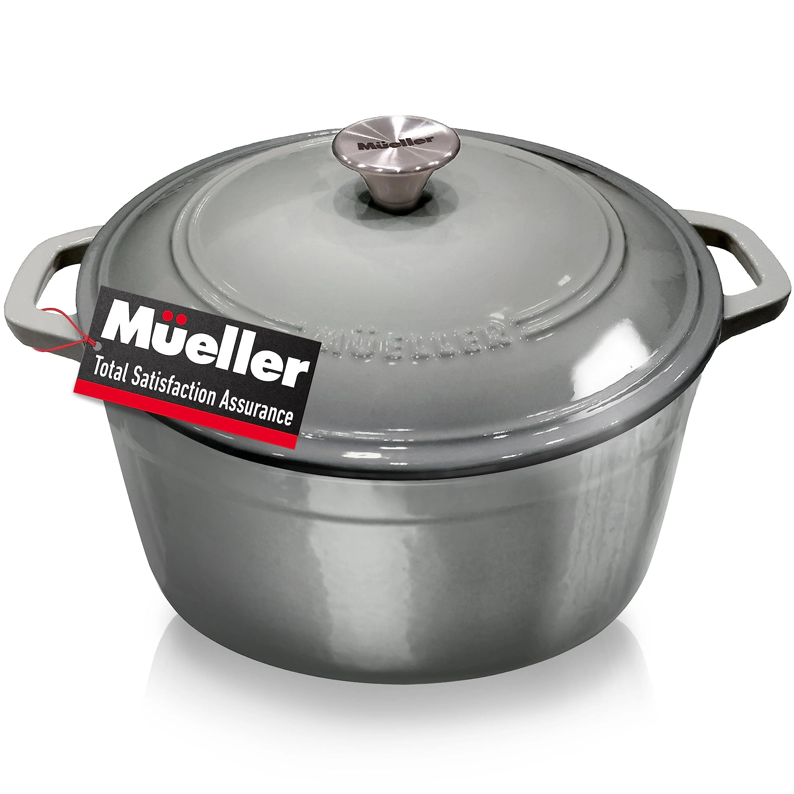 MÜELLERHOME Mueller 6 Quart Enameled Cast Iron Dutch Oven, Heavy-Duty Casserole and Braiser Pan with Lid and Knob, Safe for All Cooktops