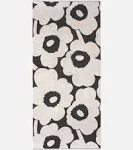 MARIMEKKO Unikko Terry Cotton Bath Towel (Charcoal) – Floral Patterned Bath Towels – 59 in x 28 in