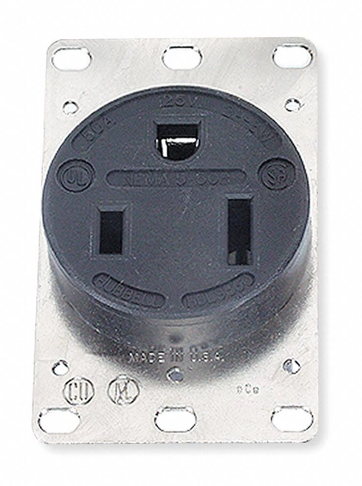 Hubbell Wiring Device-Kellems HBL9360 Receptacle,Single,50A,5-50R,125V,Black