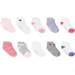 Hanes Infant/Toddler Girls' Ankle Socks, Gripper Bottoms, 10-Pairs