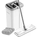 Mop and Bucket with Wringer Set, Hands Free Flat Floor Mop and Bucket, 3 Washabl