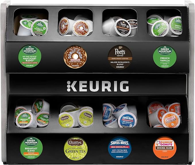 Keurig® Premium 8-Sleeve K-Cup® Pod Storage Rack, 18 3/8"H x 16 3/8"W x 21 1/4"D, Black/Silver