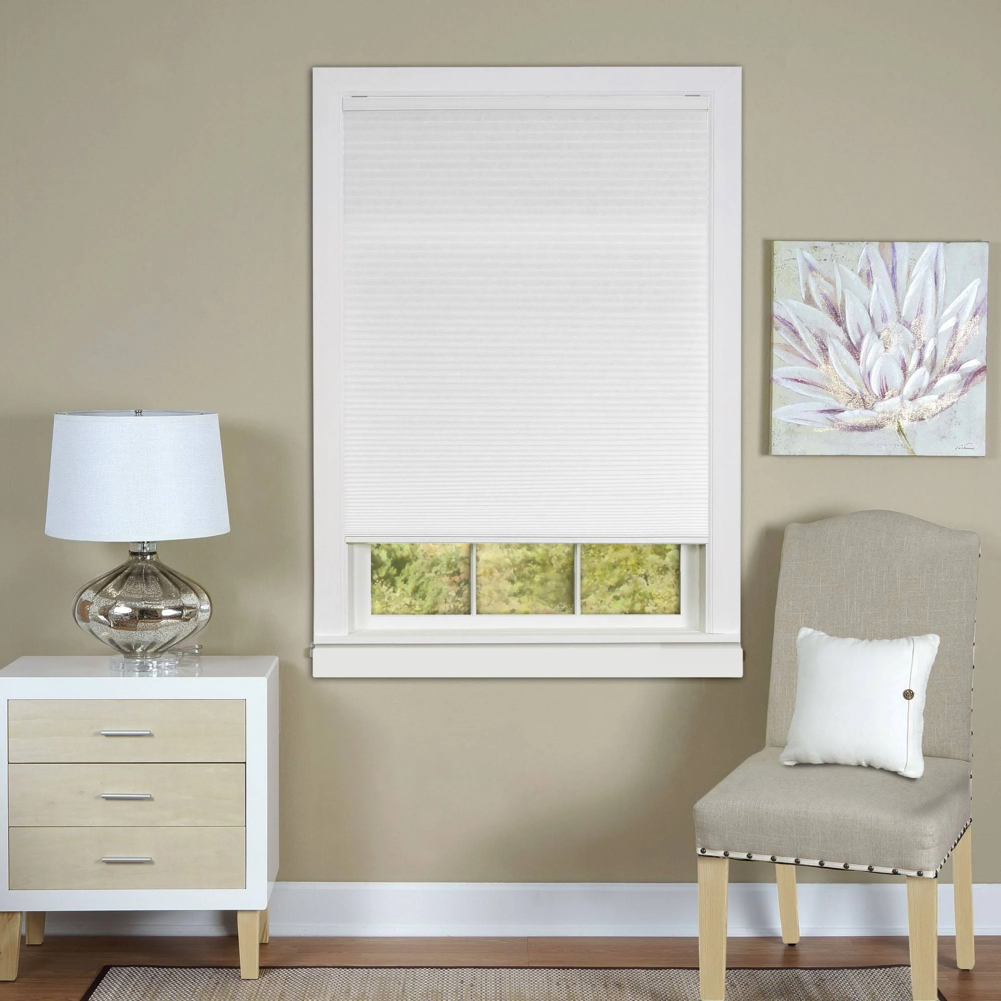 Honeycomb Cellular Pleated Cordless Shade, 39"x64", White