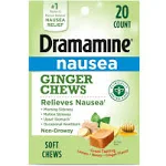 Ginger Chews-Dramamin<wbr/>e - For Nausea, Non-Drowsy - 40 Soft Chews  - EXP 01/2025