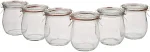 Mini Tulip Jelly Jar with Glass Lids 6 Rings and 12 Clamps, 6 Count Pack of 1