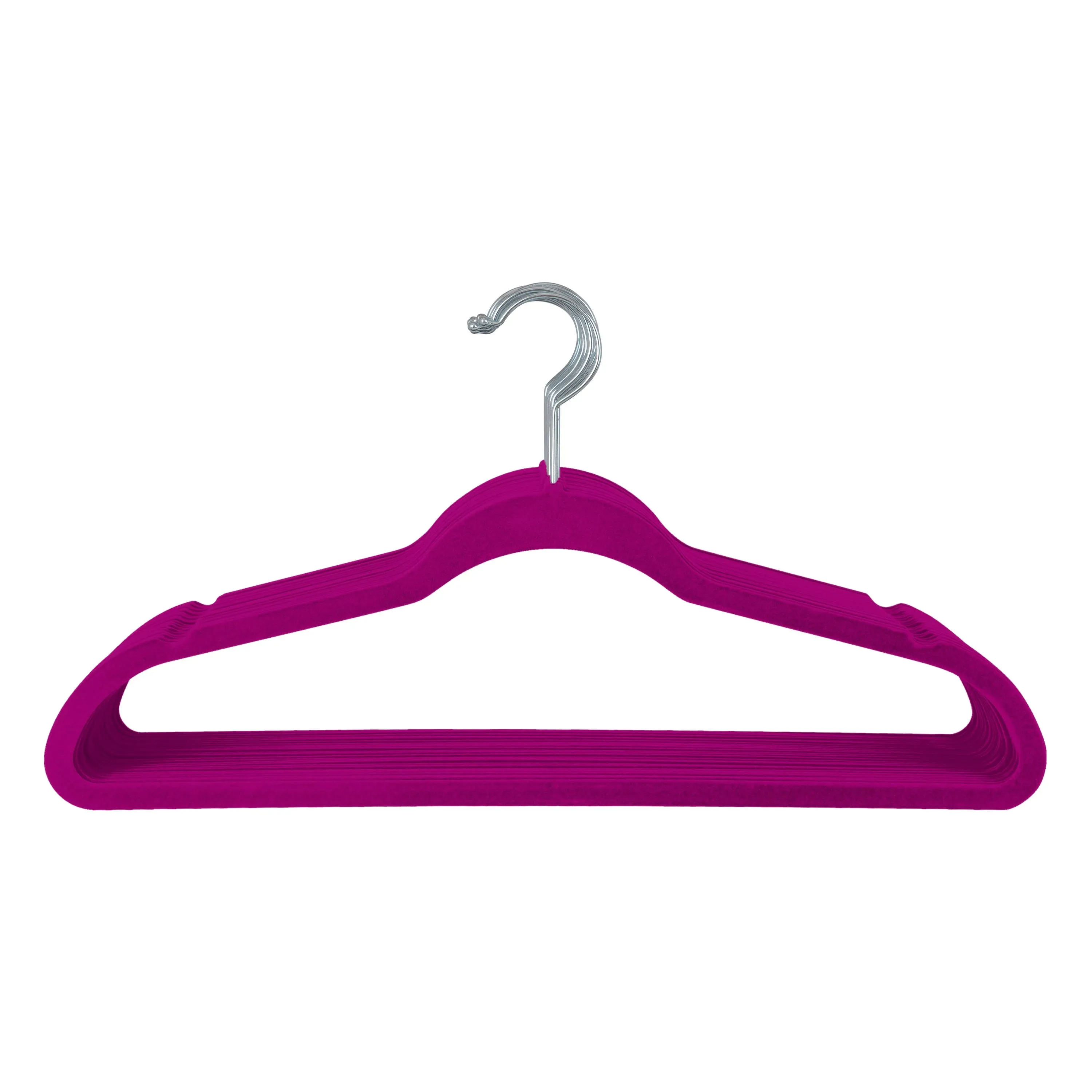 Simplify 10 Super Slim Velvet Huggable Hangers in Fuchsia