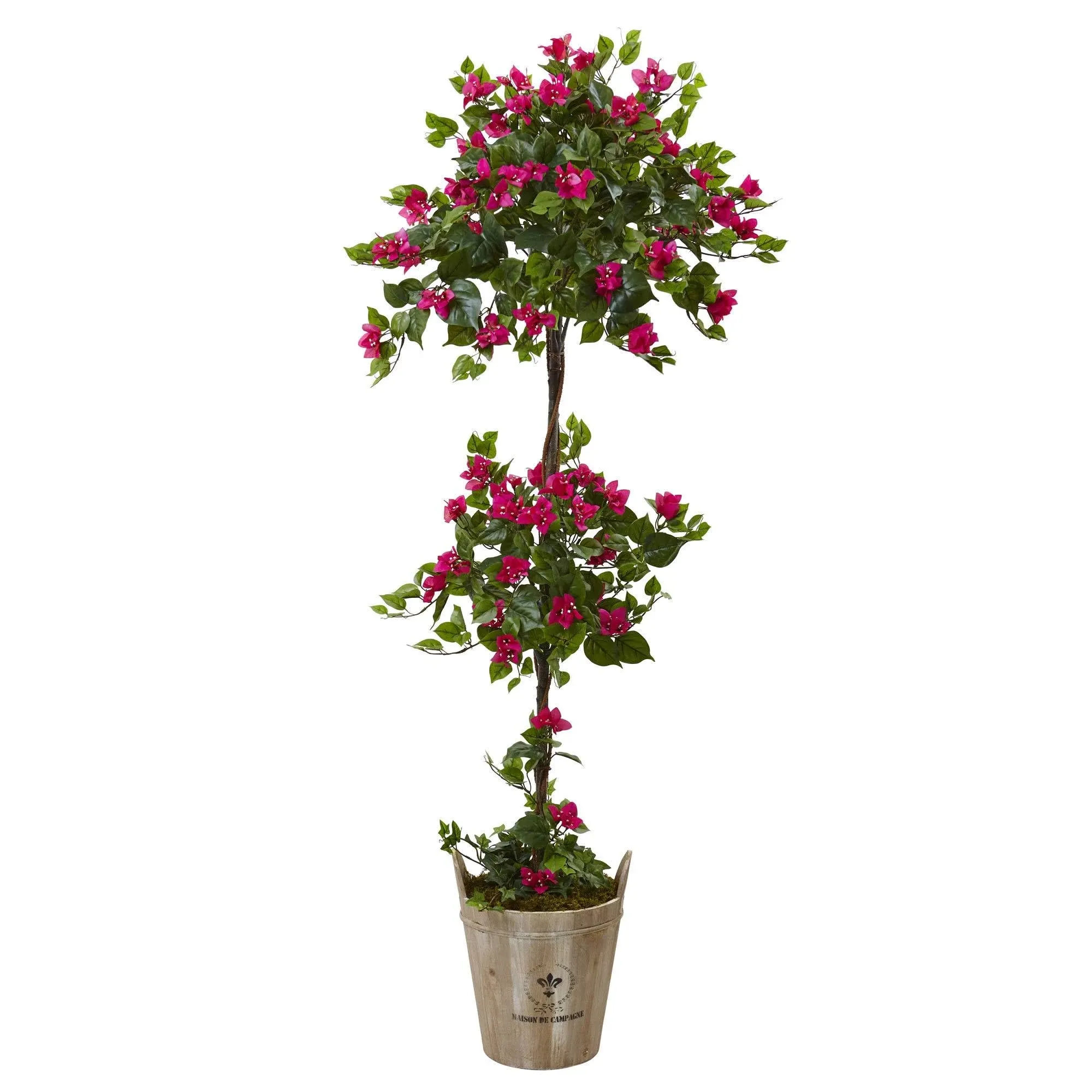 Nearly Natural Bougainvillea Tree with European Barrel Planter