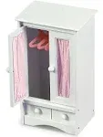 Badger Basket Doll Armoire with Three Hangers for 18 to 22-Inch Dolls - White and Pink Wardrobe Closet for Doll Clothes, Durable Wood Construction, Stylish and Functional Storage