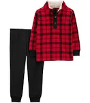 CARTER&#039;S 2PC BUFFALO PLAID PULLOVER TOP JOGGERS PANT SET 3M 6M 9M 12M 18M 24M