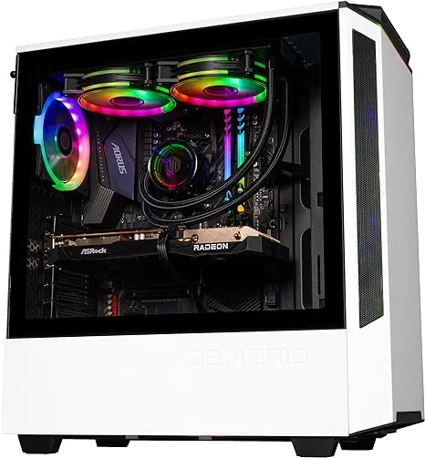 Periphio Nova Prebuilt Gaming PC - Liquid Cooled AMD Ryzen 5 5600X (4.6GHz Turbo) Radeon RX 6600 (8GB) 1TB M.2 NVMe SSD 32GB DDR4 RAM.