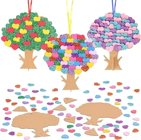 Fennoral 12 Pack Valentine&#039;s Day Craft Kits for Kids Make You Own Heart Tree 